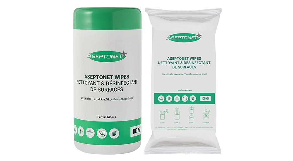 Lingettes détergentes désinfectantes surfaces ASEPTONET
